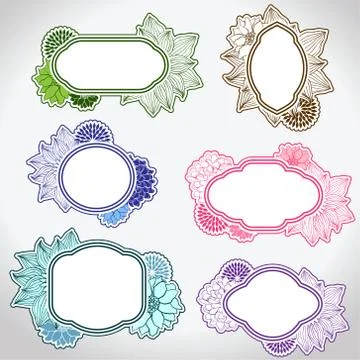 Set of different vintage frames vector illustration Stock Illustration