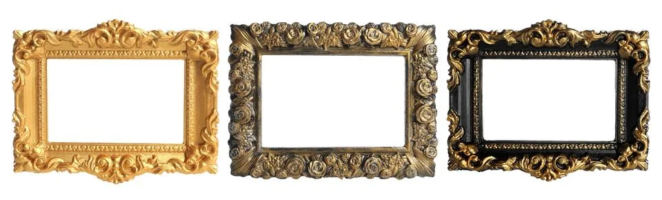 Set of different vintage frames on white background Stock Photos