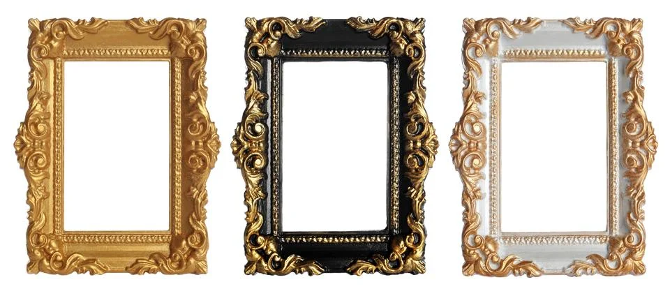 Set of different vintage frames on white background Stock Photos