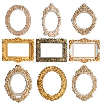Set of different vintage frames on white background Stock Photos