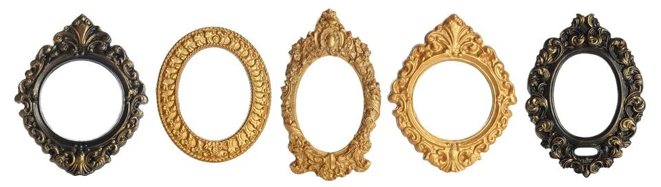 Set of different vintage frames on white background Stock Photos