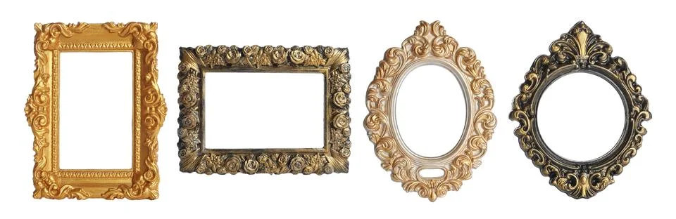 Set of different vintage frames on white background 스톡 사진