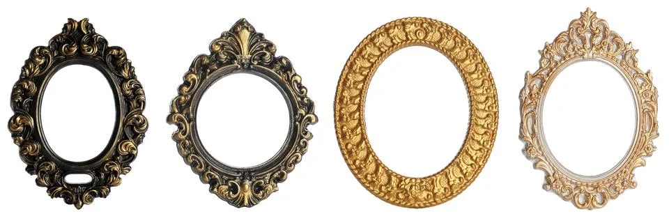 Set of different vintage frames on white background Stock Photos