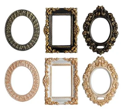 Set of different vintage frames on white background Stock Photos