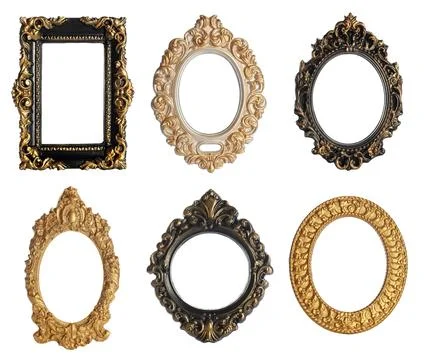Set of different vintage frames on white background Stock Photos