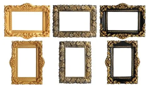 Set of different vintage frames on white background Stock Photos