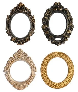 Set of different vintage frames on white background Stock Photos