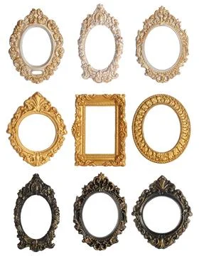 Set of different vintage frames on white background Stock Photos
