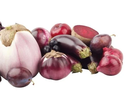 Set of different violet raw vegetables, isolated 库存照片