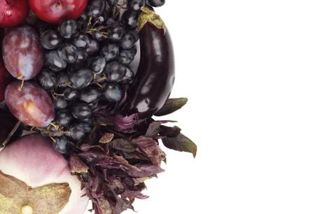 Set of different violet raw vegetables, isolated Foto stock