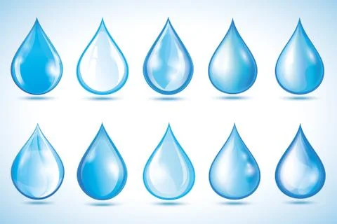 Set of different water drops isolated Stockillustratie