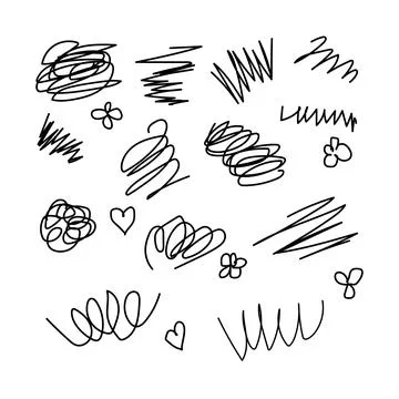 Set of different wavy and zigzag lines. Collection of different thin lines. Set Stock Illustration