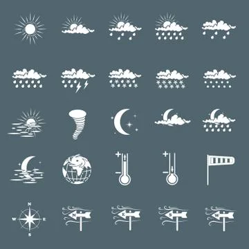 Set with different weather icons Ilustración de archivo
