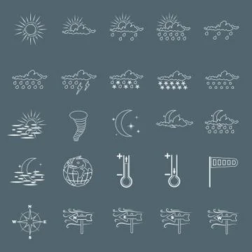 Set with different weather icons Ilustración de archivo