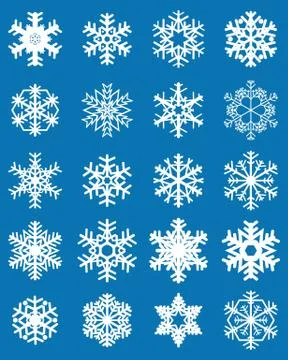 Set of different white snowflakes Stock Illustration