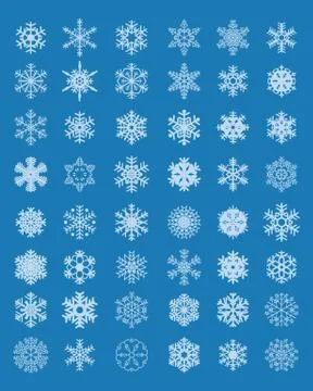 Set of different white snowflakes Stock Illustration