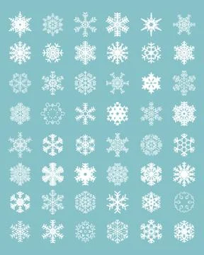 Set of different white snowflakes Stock Illustration