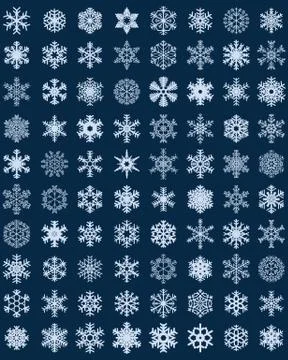 Set of different white snowflakes Stock Illustration