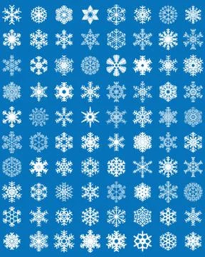 Set of different white snowflakes Stock Illustration