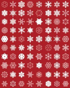 Set of different white snowflakes Stock Illustration