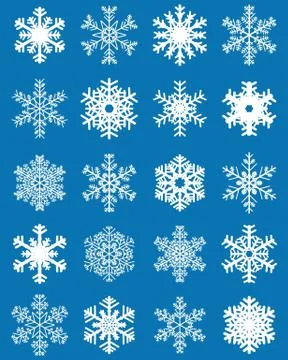 Set of different white snowflakes Stock Illustration