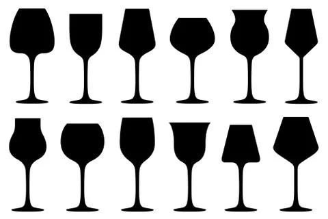 Set of different wine glasses Stock Illustration