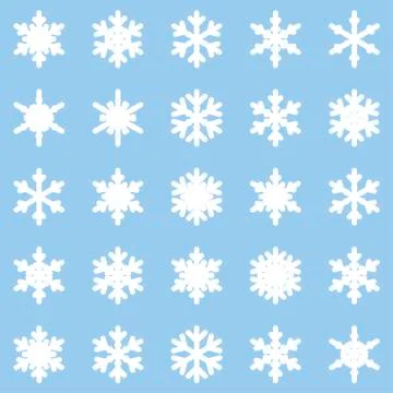 Set of different winter snowflakes blue white Stock Illustration