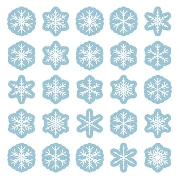 Set of different winter snowflakes Stock Illustration