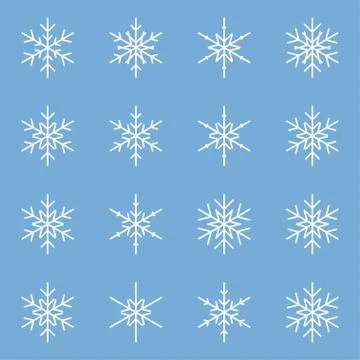Set of different winter snowflakes Stock Illustration