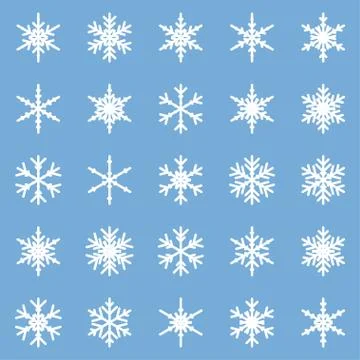 Set of different winter snowflakes Stock Illustration