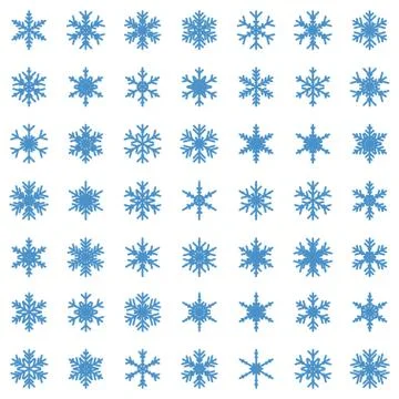 Set of different winter snowflakes Stock Illustration