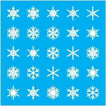 Set of different winter snowflakes Stock Illustration