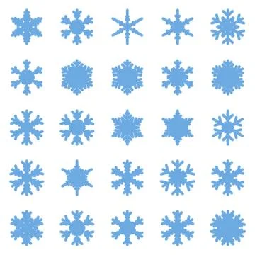 Set of different winter snowflakes Stock Illustration