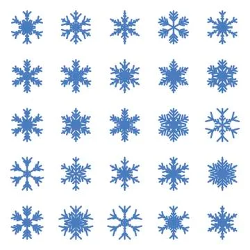 Set of different winter snowflakes Stock Illustration