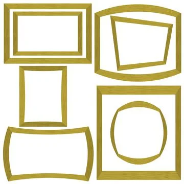 Set of Different Wood Frames Isolated on White Background Ilustración de archivo