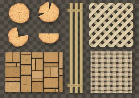 Set of different wooden elements Stock Illustration