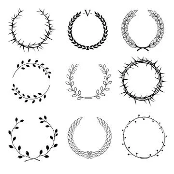 Set of different wreaths Stock Illustration