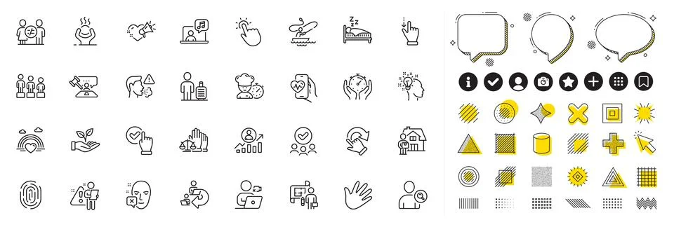 Set of Difficult stress, Timer and Sleep line icons for web app. Pictogram icon Stock Illustration