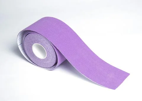 Set of diffrent shape and size blue sport elastic kinesio therapeutic tape, a Stock Photos