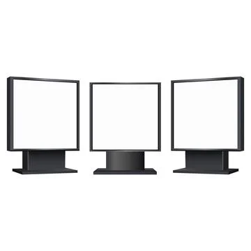 Set of digital advertising displays front view with blank screens isolated... Stock Illustration