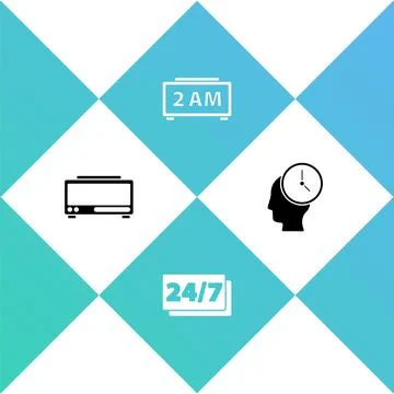 Set Digital alarm clock, Clock 24 hours, and Time Management icon. Vector Illustrazione stock