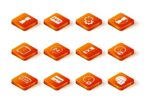 Set Digital alarm clock, Clock on laptop, Alarm, 24 hours, delete, Old hourglass Illustrazione stock