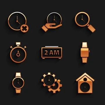 Set Digital alarm clock, Time Management, Retro wall watch, Smartwatch, Wrist Illustrazione stock