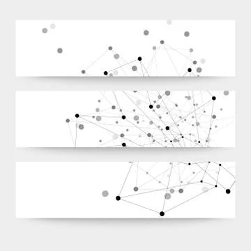 Set of digital backgrounds for communication, molecule structure vector 스톡 일러스트