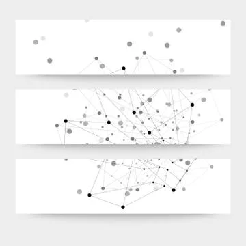 Set of digital backgrounds for communication, molecule structure vector Stock Illustration