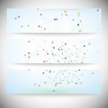 Set of digital backgrounds for communication, molecule structure vector Stock Illustration