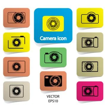 Set of digital camera icons, vector Stock Illustration