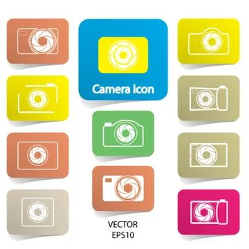 Set of digital camera icons, vector Stock Illustration