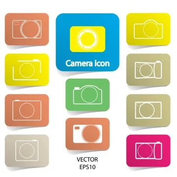 Set of digital camera icons, vector illustration Stock Illustration
