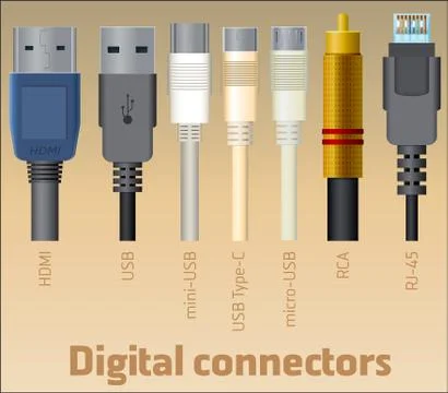 Set of digital connectors イラスト素材